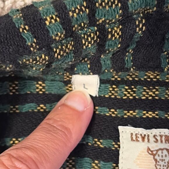 Levi's LVC Stripe Pattern Shirt Size Large Short Horn Western Wear Sanforized Vt - Picture 5 of 7
